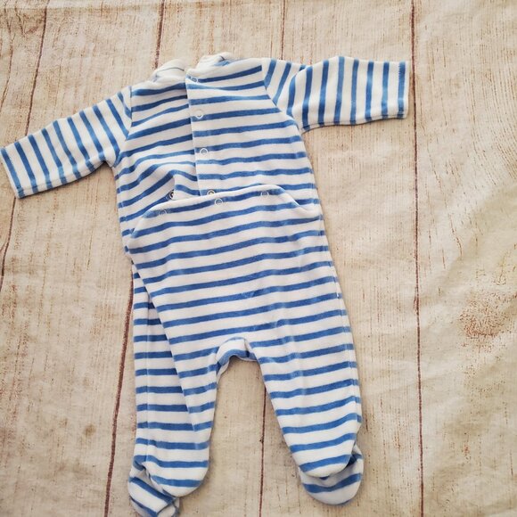 Jacadi striped velour footed sleeper playsuit sz 3m - Picture 3 of 3